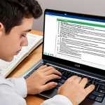 **A student diligently studying for the CFP exam online at home, surrounded by textbooks, notes, and a laptop displaying a course module. The scene emphasizes concentration and self-paced learning.**