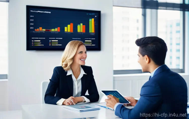 CFP 자격증 활용 사례 연구 - **Prompt 1: Empowering Financial Futures**
A bright, modern office setting where a diverse group...