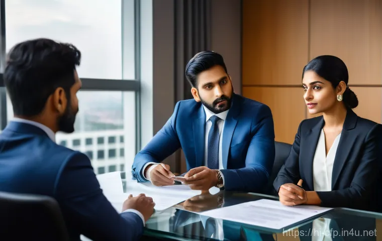재무설계사가 반드시 알아야 할 법률 - **Prompt:** A professional Indian male financial advisor, impeccably dressed in a suit, sits across ...